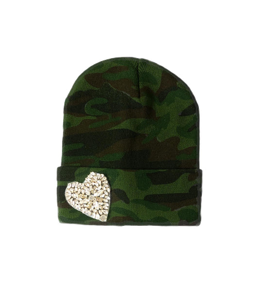 Camo Heart Bling Beanie